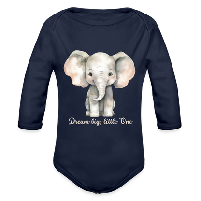 Baby Bio-Langarm-Body - Dream big, little one - Dunkelnavy