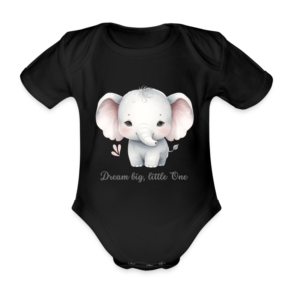Baby Bio-Kurzarm-Body - Dream big, little one - Schwarz