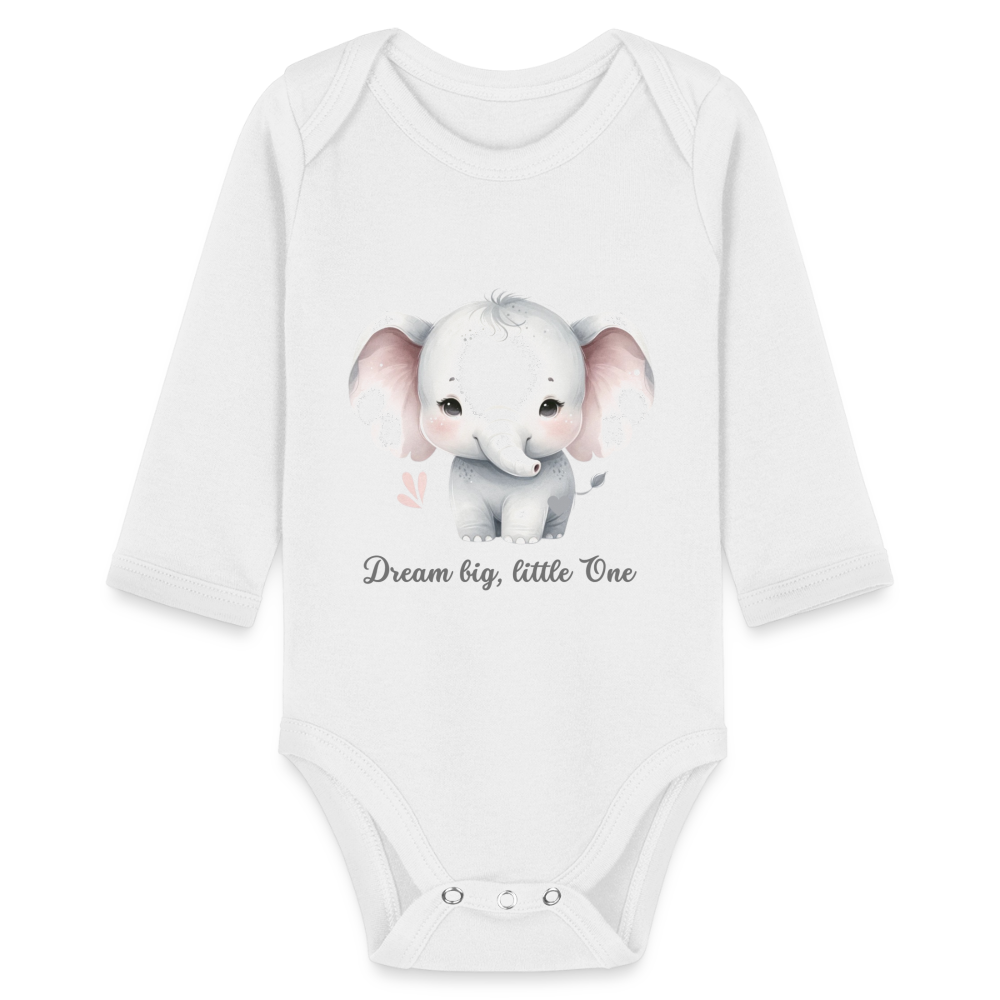Baby Bio-Langarm-Body - Dream big, little one - weiß
