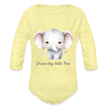 Baby Bio-Langarm-Body - Dream big, little one - Hellgelb