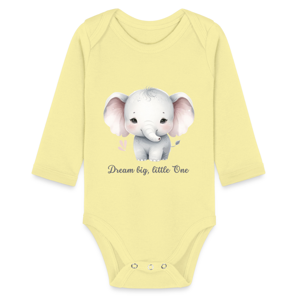 Baby Bio-Langarm-Body - Dream big, little one - Hellgelb