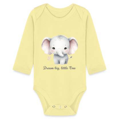 Baby Bio-Langarm-Body - Dream big, little one - Hellgelb