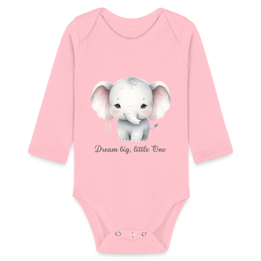 Baby Bio-Langarm-Body - Dream big, little one - Hellrosa