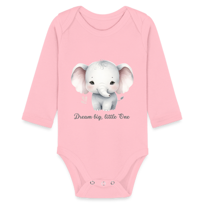 Baby Bio-Langarm-Body - Dream big, little one - Hellrosa