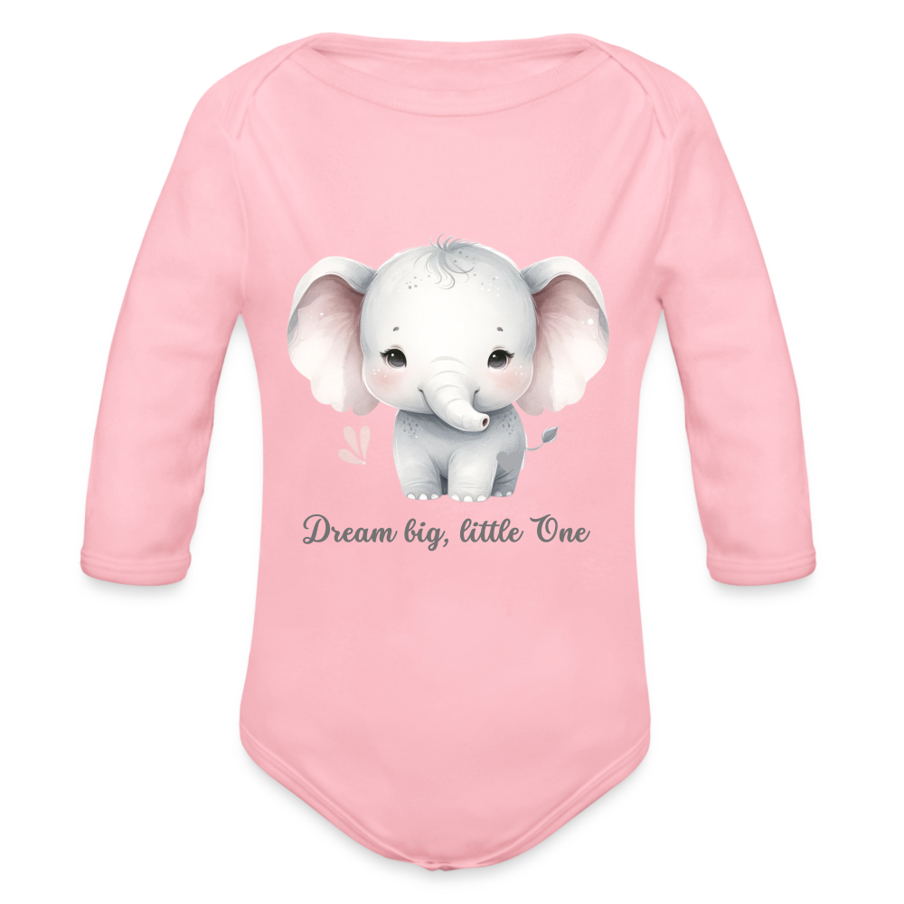 Baby Bio-Langarm-Body - Dream big, little one - Hellrosa
