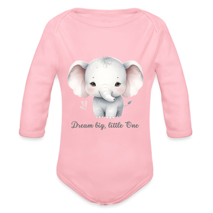 Baby Bio-Langarm-Body - Dream big, little one - Hellrosa