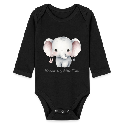 Baby Bio-Langarm-Body - Dream big, little one - Schwarz