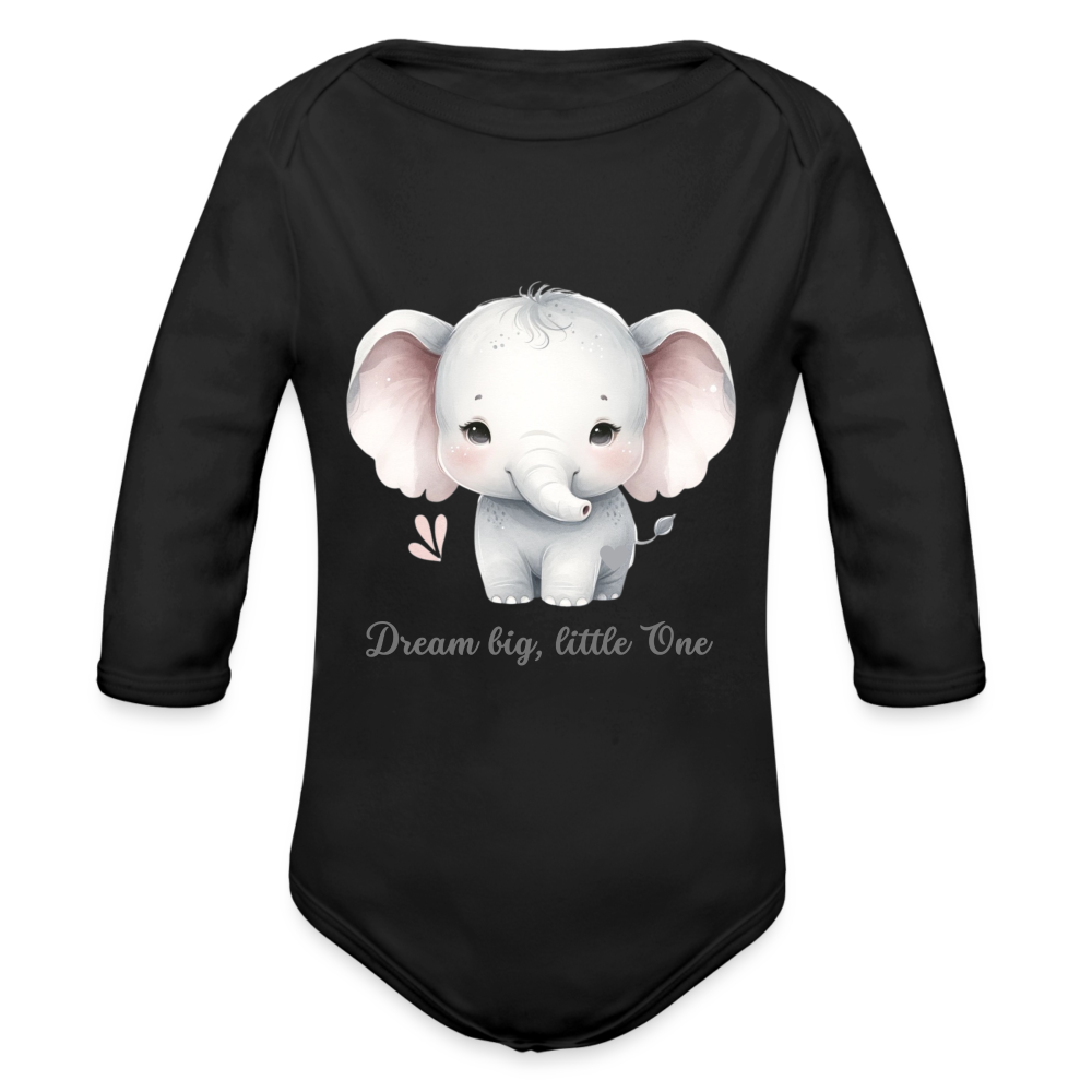 Baby Bio-Langarm-Body - Dream big, little one - Schwarz
