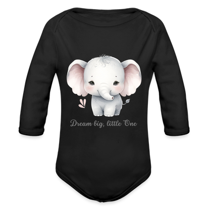 Baby Bio-Langarm-Body - Dream big, little one - Schwarz