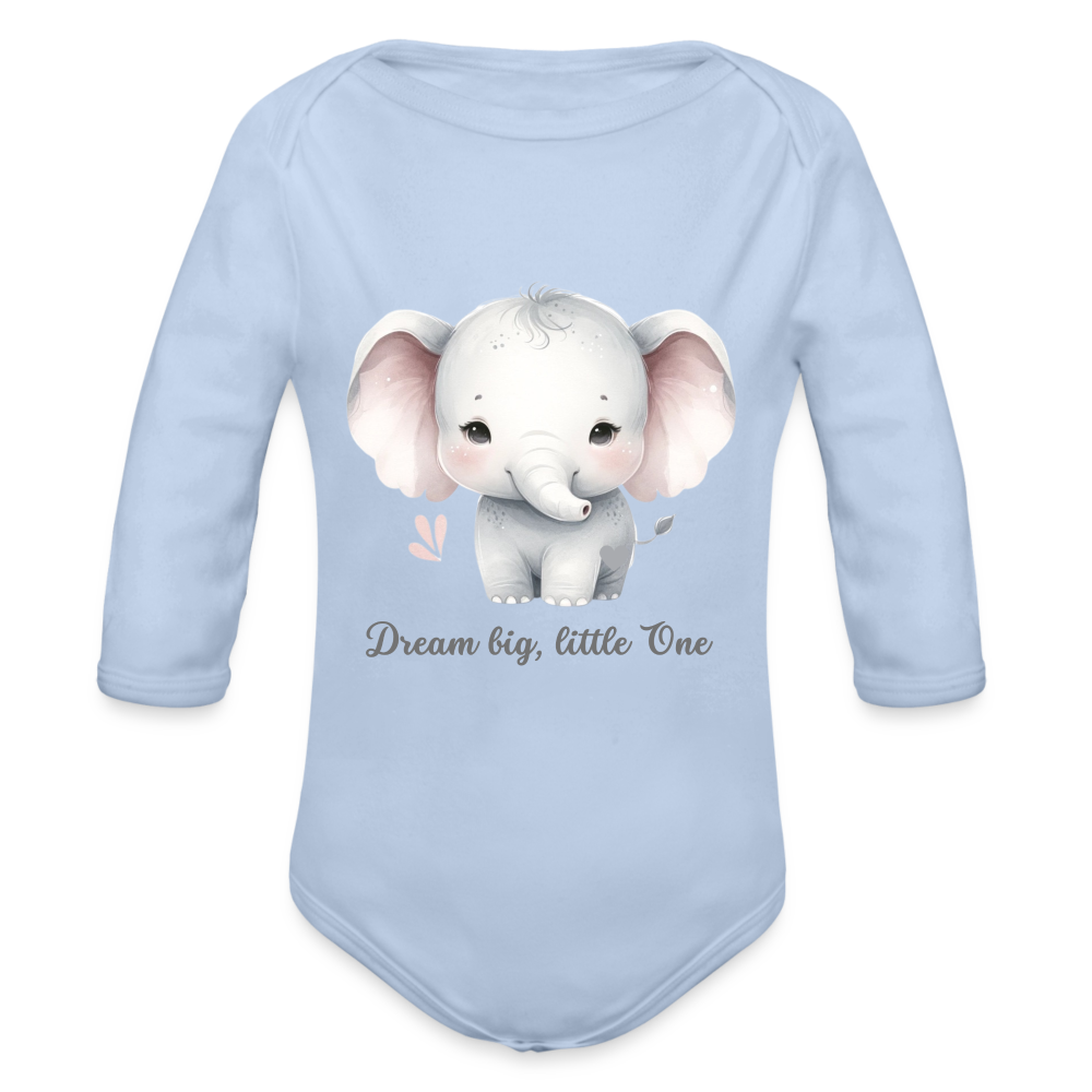 Baby Bio-Langarm-Body - Dream big, little one - Sky