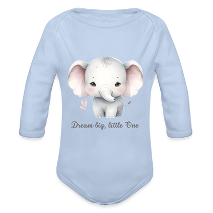 Baby Bio-Langarm-Body - Dream big, little one - Sky