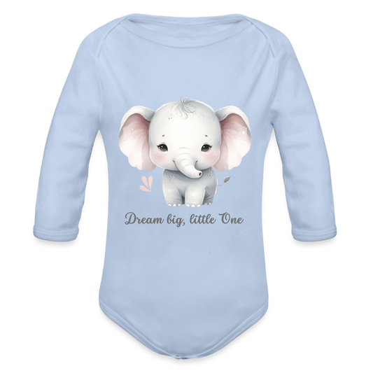 Baby Bio-Langarm-Body - Dream big, little one - Sky