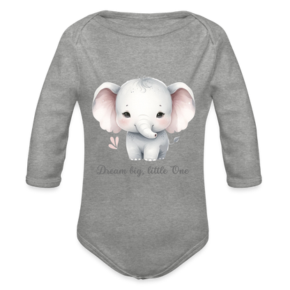 Baby Bio-Langarm-Body - Dream big, little one - Grau meliert