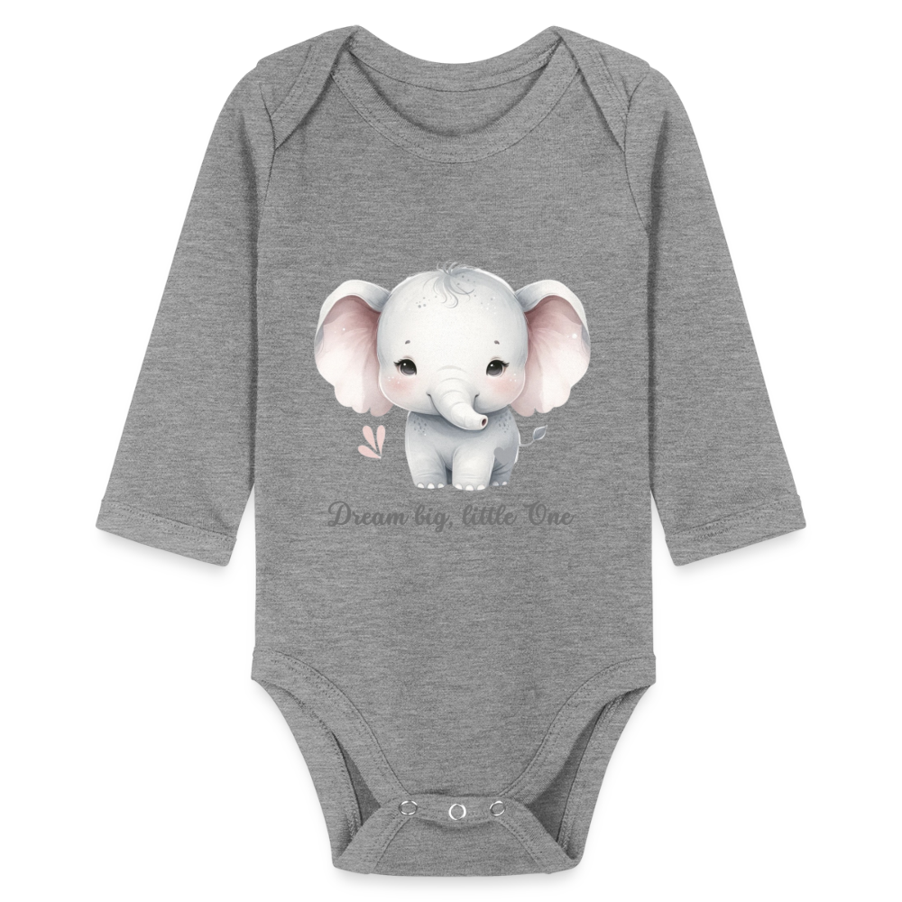 Baby Bio-Langarm-Body - Dream big, little one - Grau meliert