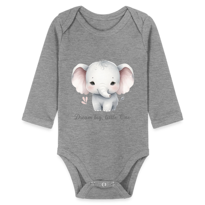 Baby Bio-Langarm-Body - Dream big, little one - Grau meliert