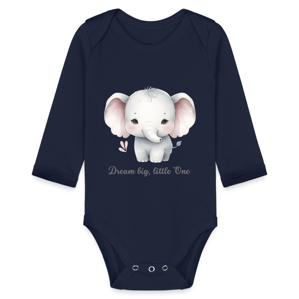 Baby Bio-Langarm-Body - Dream big, little one - Dunkelnavy