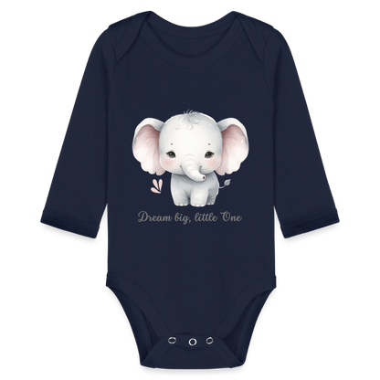 Baby Bio-Langarm-Body - Dream big, little one - Dunkelnavy