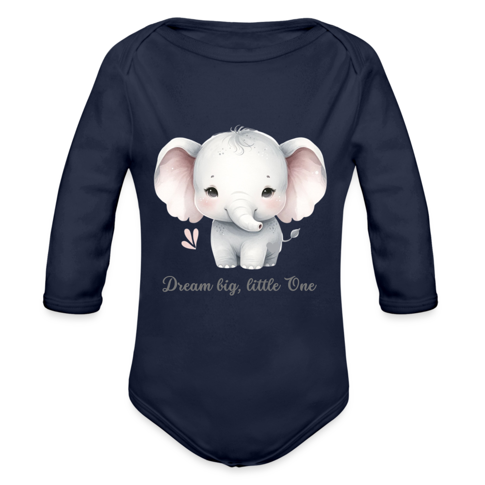 Baby Bio-Langarm-Body - Dream big, little one - Dunkelnavy