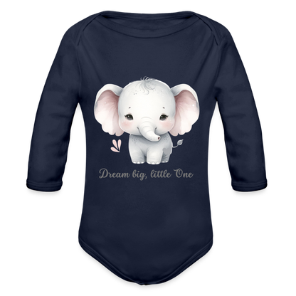 Baby Bio-Langarm-Body - Dream big, little one - Dunkelnavy