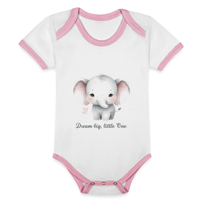 Baby Bio-Kurzarm-Kontrastbody - Dream big, little one - Weiß/Rose