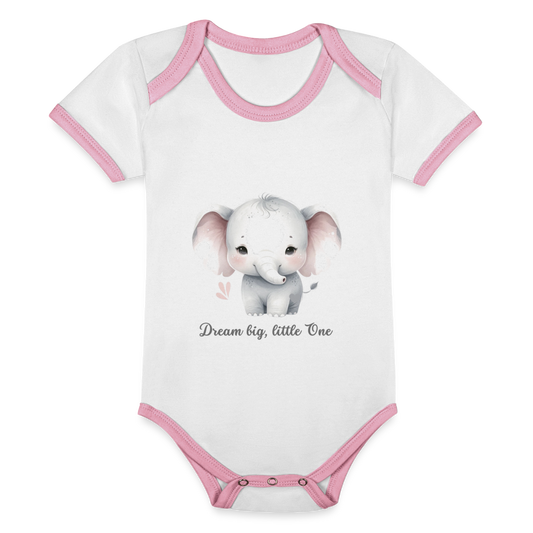 Baby Bio-Kurzarm-Kontrastbody - Dream big, little one - Weiß/Rose