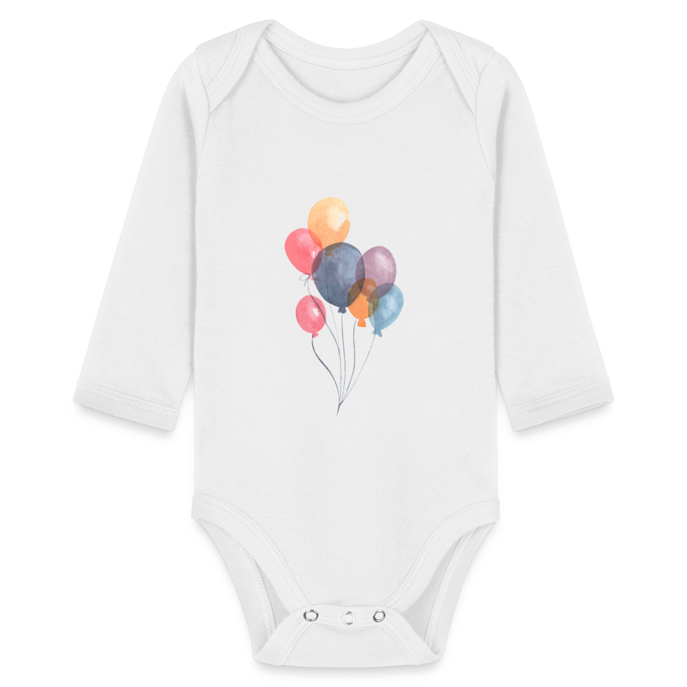 Baby Bio-Langarm-Body - Ballons - weiß