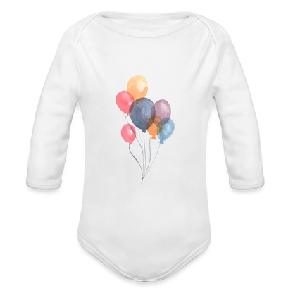 Baby Bio-Langarm-Body - Ballons - weiß
