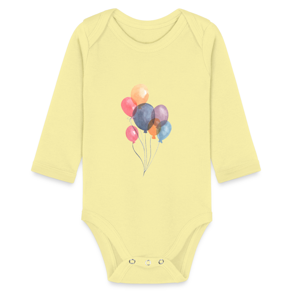 Baby Bio-Langarm-Body - Ballons - Hellgelb