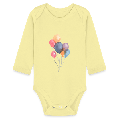 Baby Bio-Langarm-Body - Ballons - Hellgelb