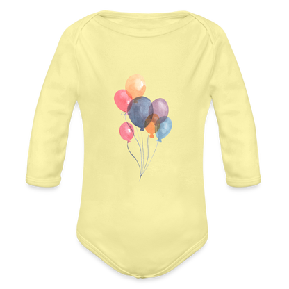 Baby Bio-Langarm-Body - Ballons - Hellgelb
