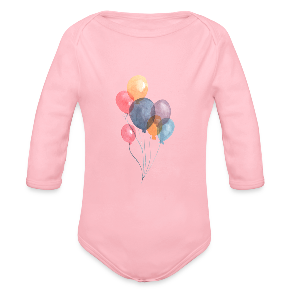 Baby Bio-Langarm-Body - Ballons - Hellrosa