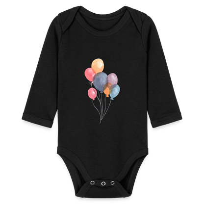 Baby Bio-Langarm-Body - Ballons - Schwarz