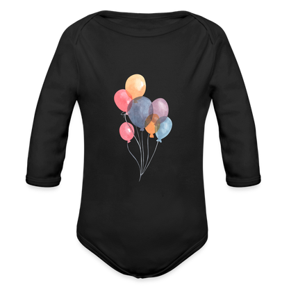 Baby Bio-Langarm-Body - Ballons - Schwarz