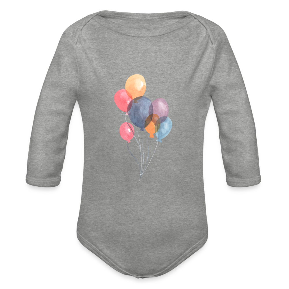 Baby Bio-Langarm-Body - Ballons - Grau meliert