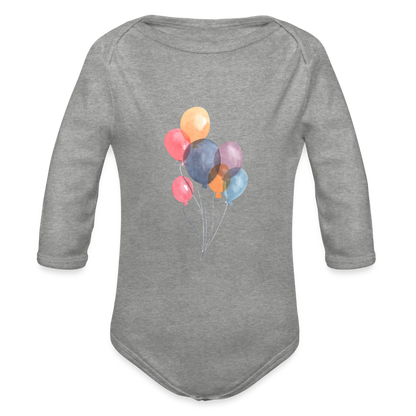 Baby Bio-Langarm-Body - Ballons - Grau meliert