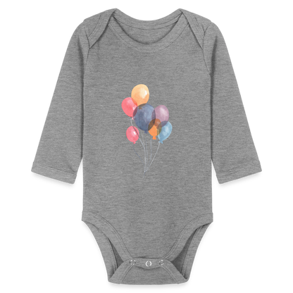 Baby Bio-Langarm-Body - Ballons - Grau meliert
