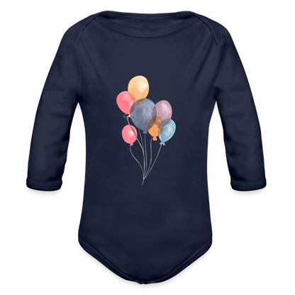Baby Bio-Langarm-Body - Ballons - Dunkelnavy