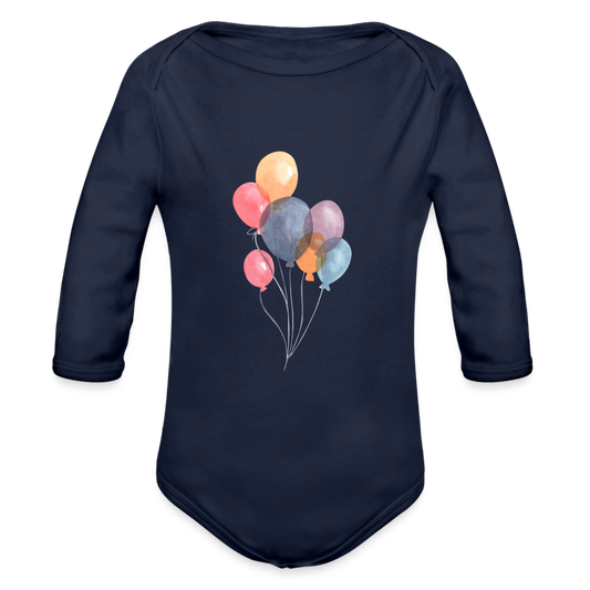 Baby Bio-Langarm-Body - Ballons - Dunkelnavy