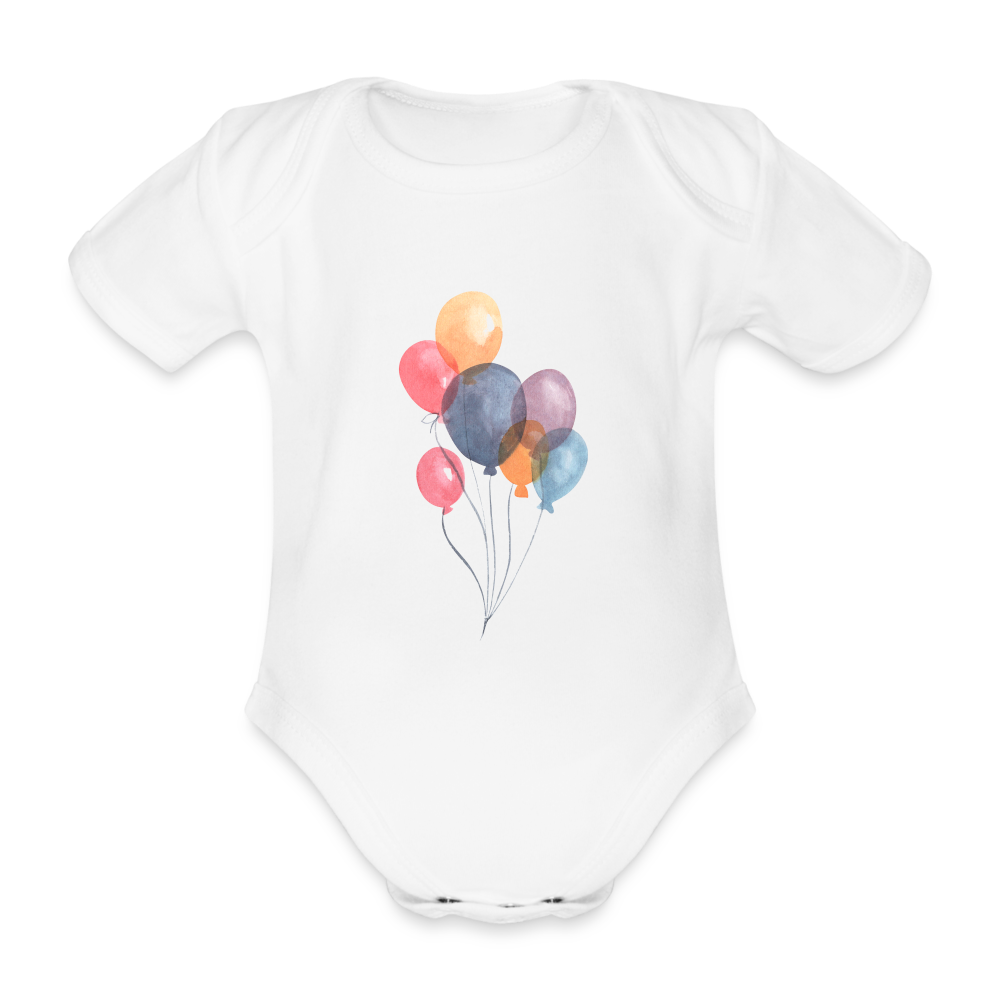 Baby Bio-Kurzarm-Body - Ballons - weiß