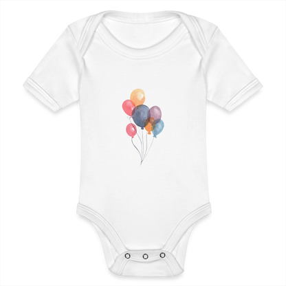 Baby Bio-Kurzarm-Body - Ballons - weiß