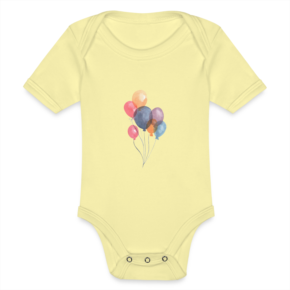Baby Bio-Kurzarm-Body - Ballons - Hellgelb