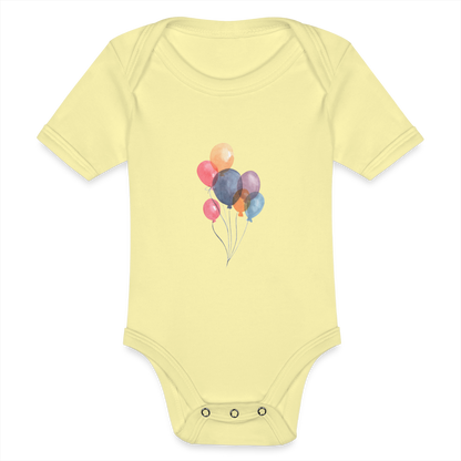 Baby Bio-Kurzarm-Body - Ballons - Hellgelb