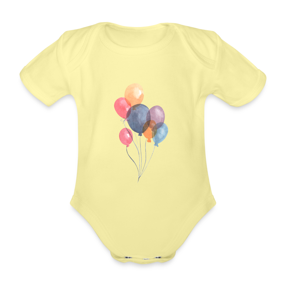 Baby Bio-Kurzarm-Body - Ballons - Hellgelb