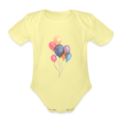 Baby Bio-Kurzarm-Body - Ballons - Hellgelb
