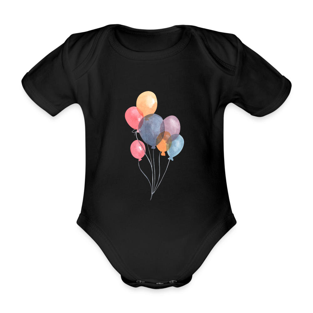 Baby Bio-Kurzarm-Body - Ballons - Schwarz