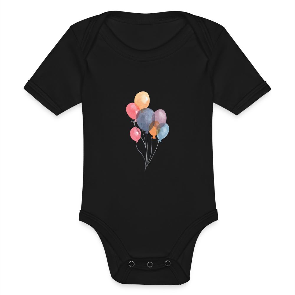 Baby Bio-Kurzarm-Body - Ballons - Schwarz