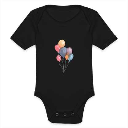 Baby Bio-Kurzarm-Body - Ballons - Schwarz