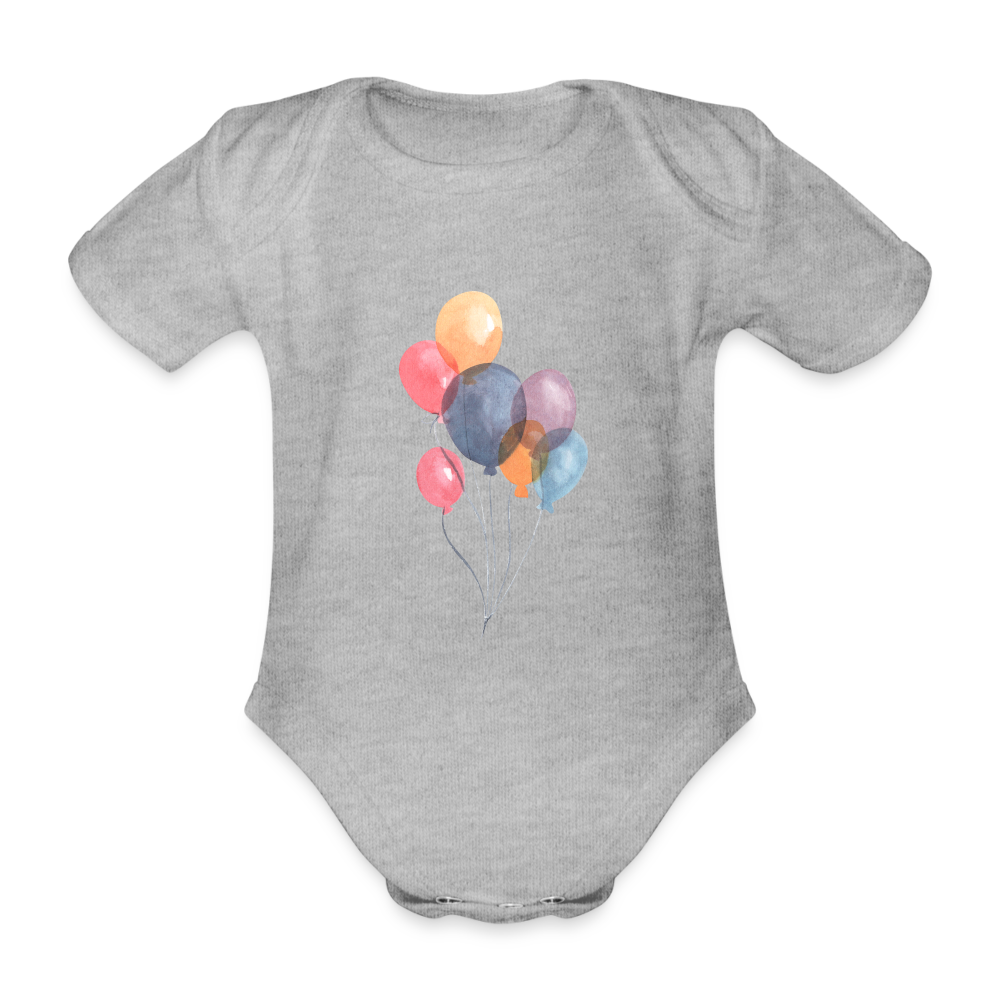 Baby Bio-Kurzarm-Body - Ballons - Grau meliert
