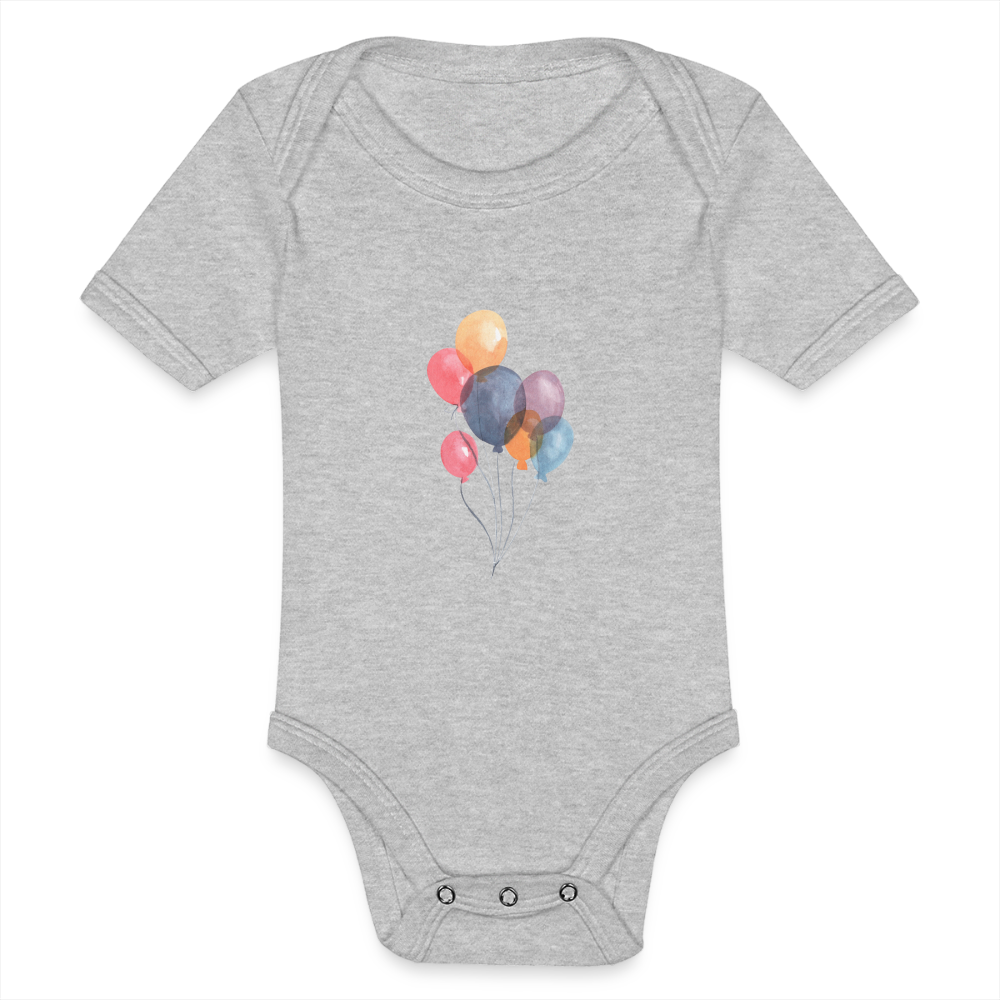 Baby Bio-Kurzarm-Body - Ballons - Grau meliert