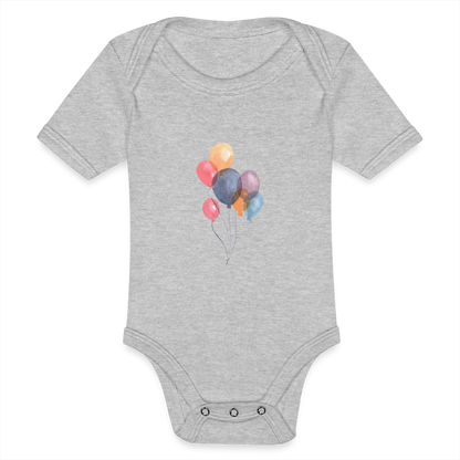 Baby Bio-Kurzarm-Body - Ballons - Grau meliert